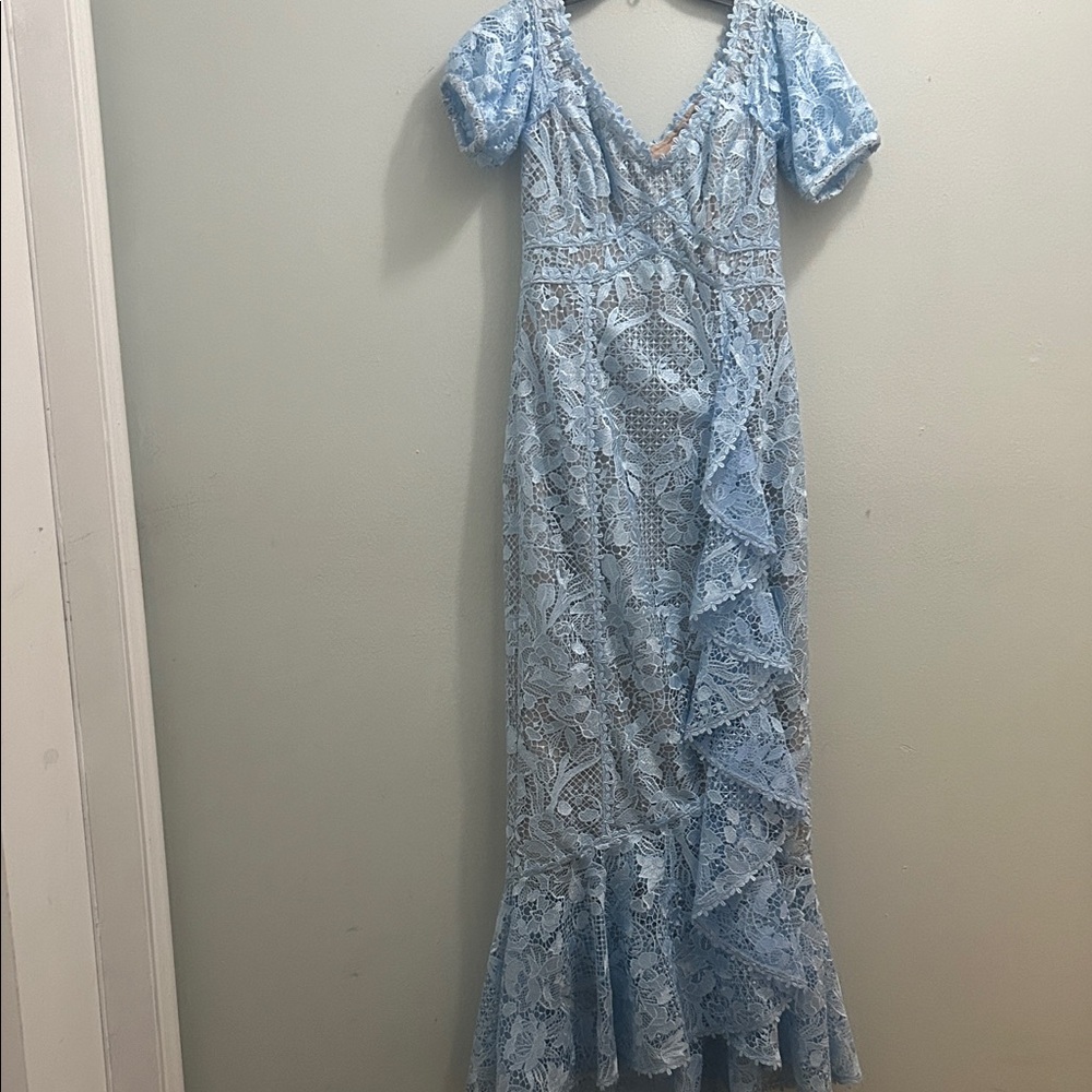 Chic Light Blue Lace Maxi Dresse